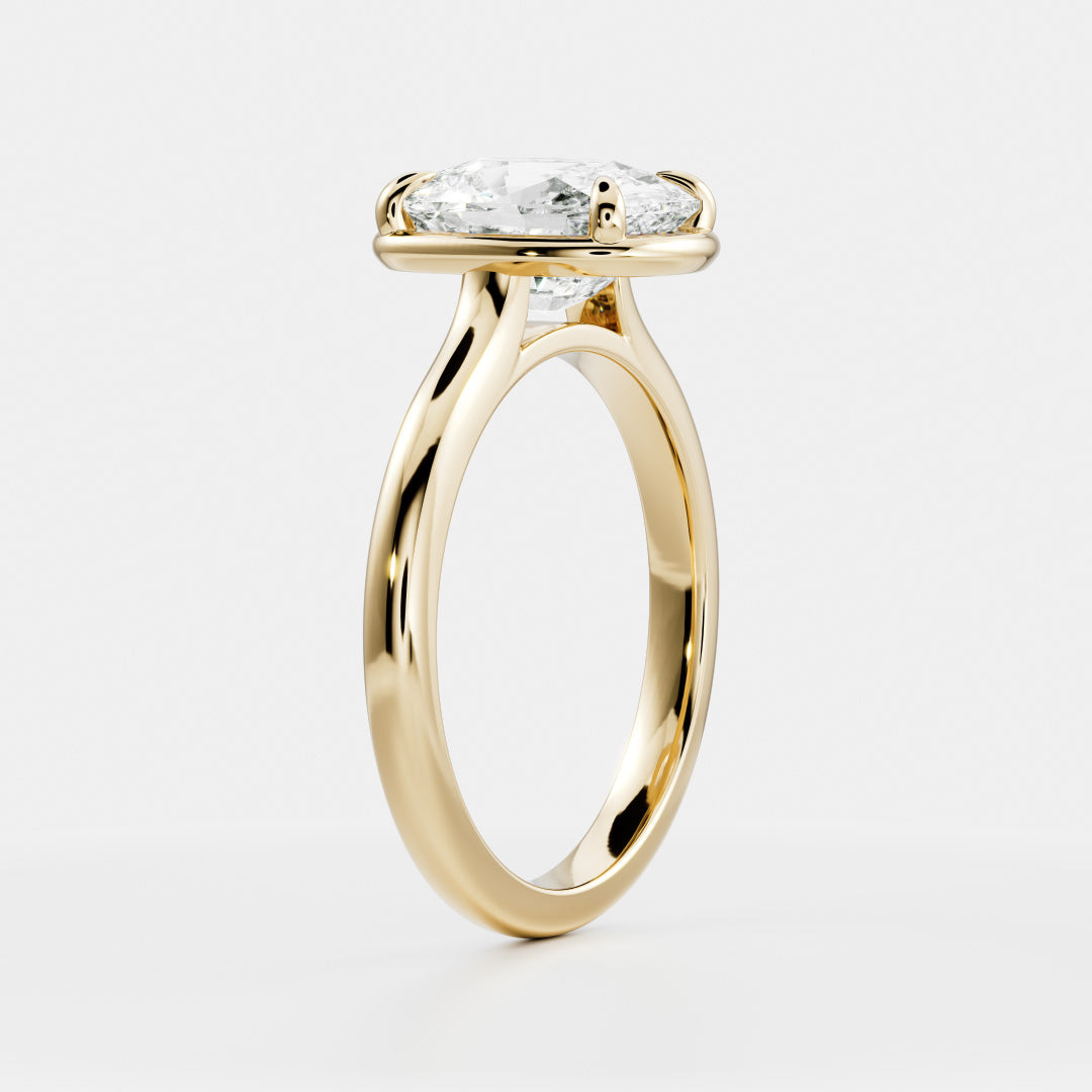 The Ophelia Ring - Elongated Cushion Cathedral Georgian Solitaire