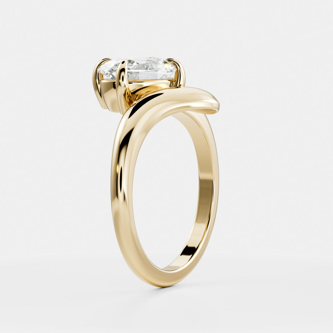 The Sarina Ring - Floating Oval Solitaire with Twisted Band