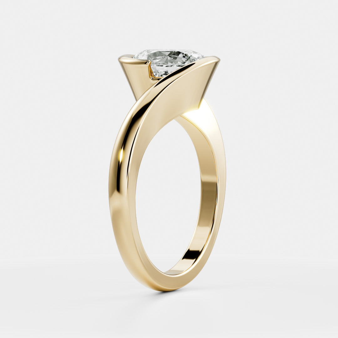 The Sorelle Ring - Suspended Oval Solitaire Wrap Ring