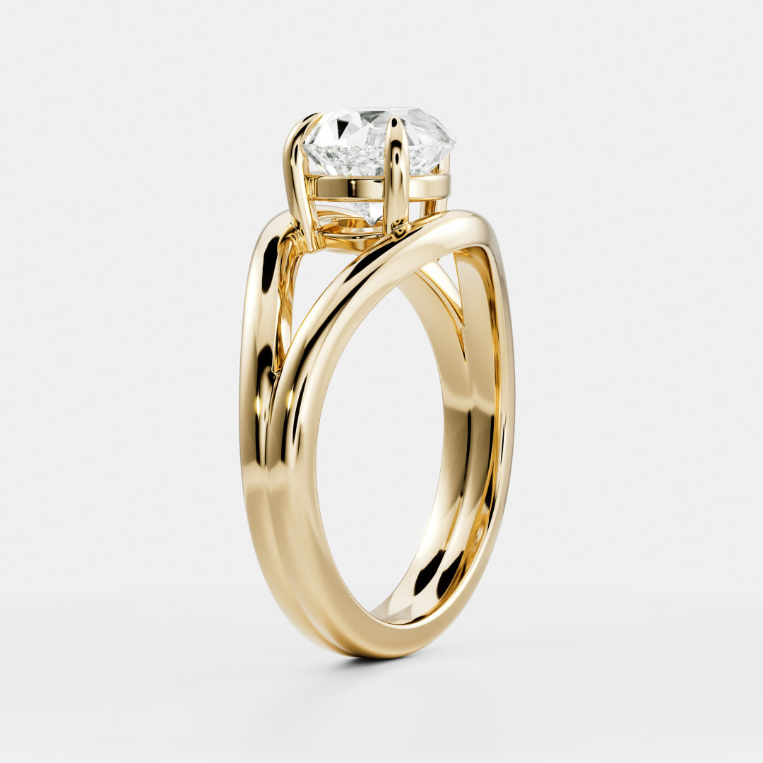 The Aleasa Ring - Split Shank East-West Pear Solitaire