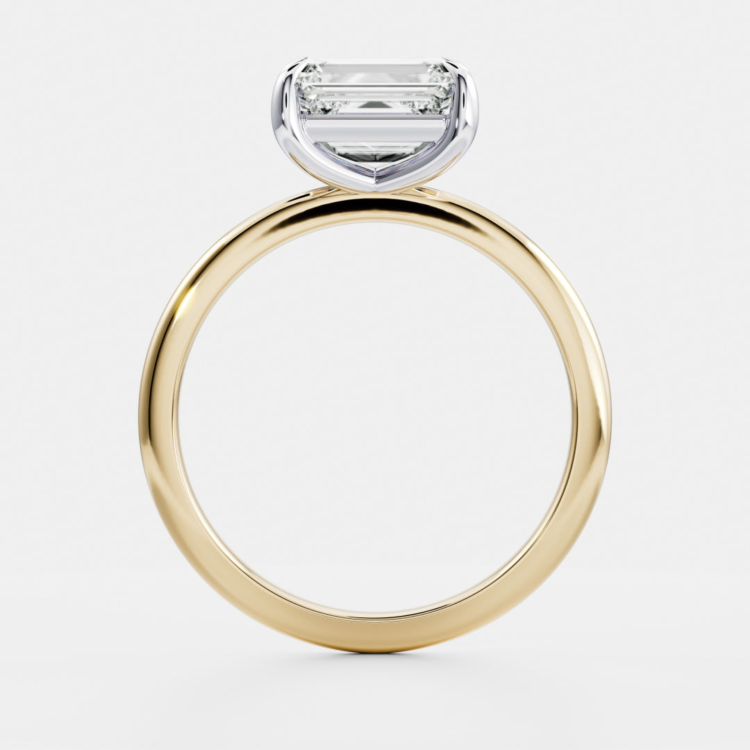 The Cora Ring - Horizontal Emerald Solitaire