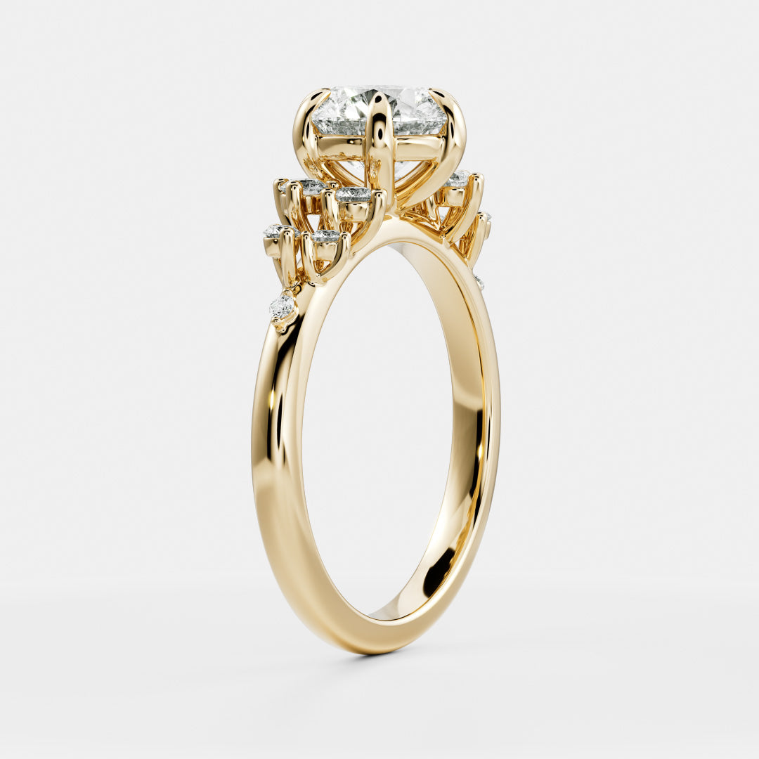The Aurora Ring - Round with Round Brilliant Accents