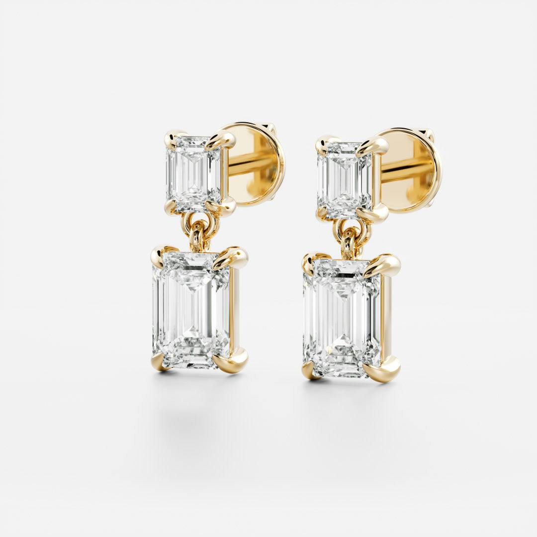 The Arietta Earrings - Emerald Double Drop Earrings