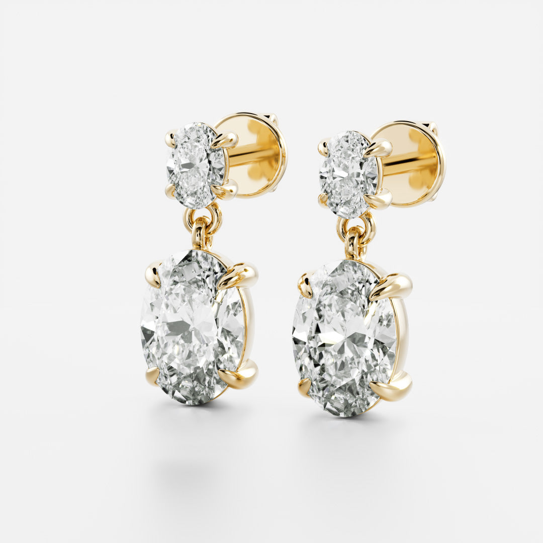 The Arietta Earrings - Oval Double Drop Earrings