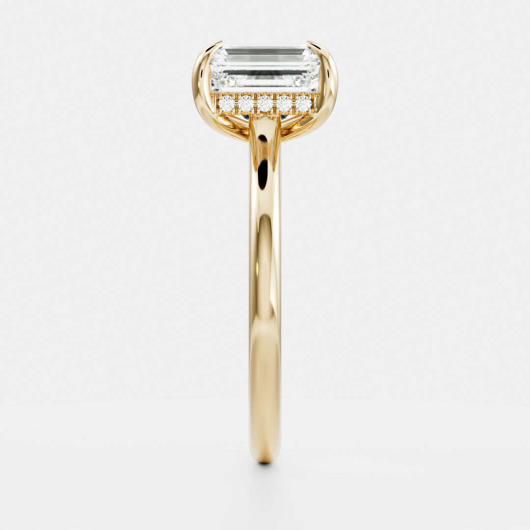 The Audrey Ring - 1.9ct Moissanite Emerald Cathedral Solitaire