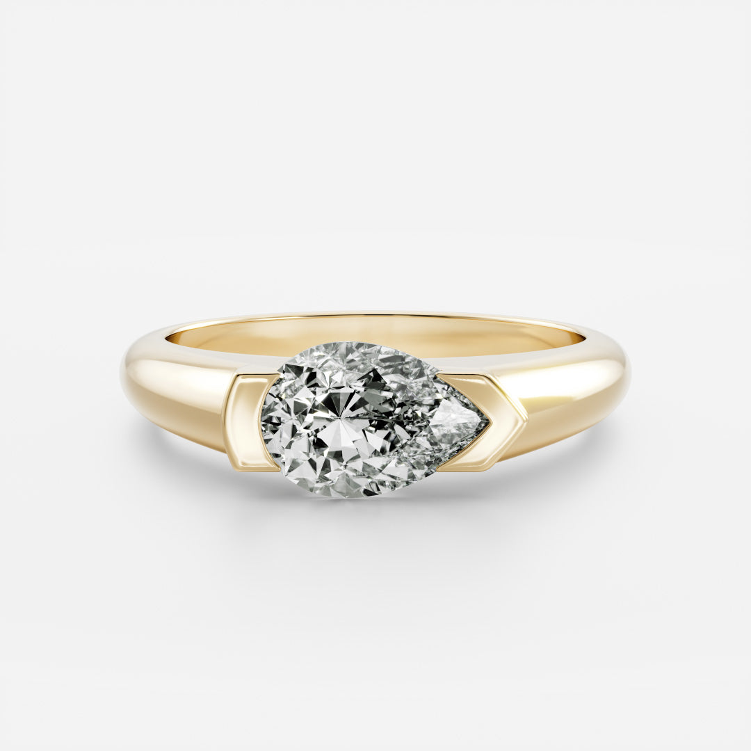 The Winslow Ring -  Pear Half Bezel Signet