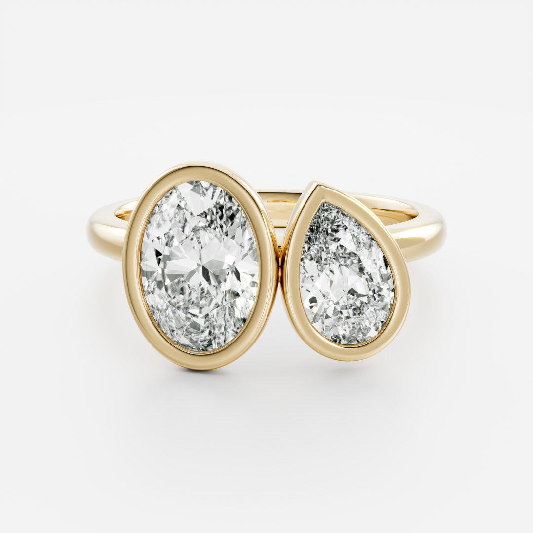 The Zélie Ring - Oval and Pear Bezel Toi et Moi