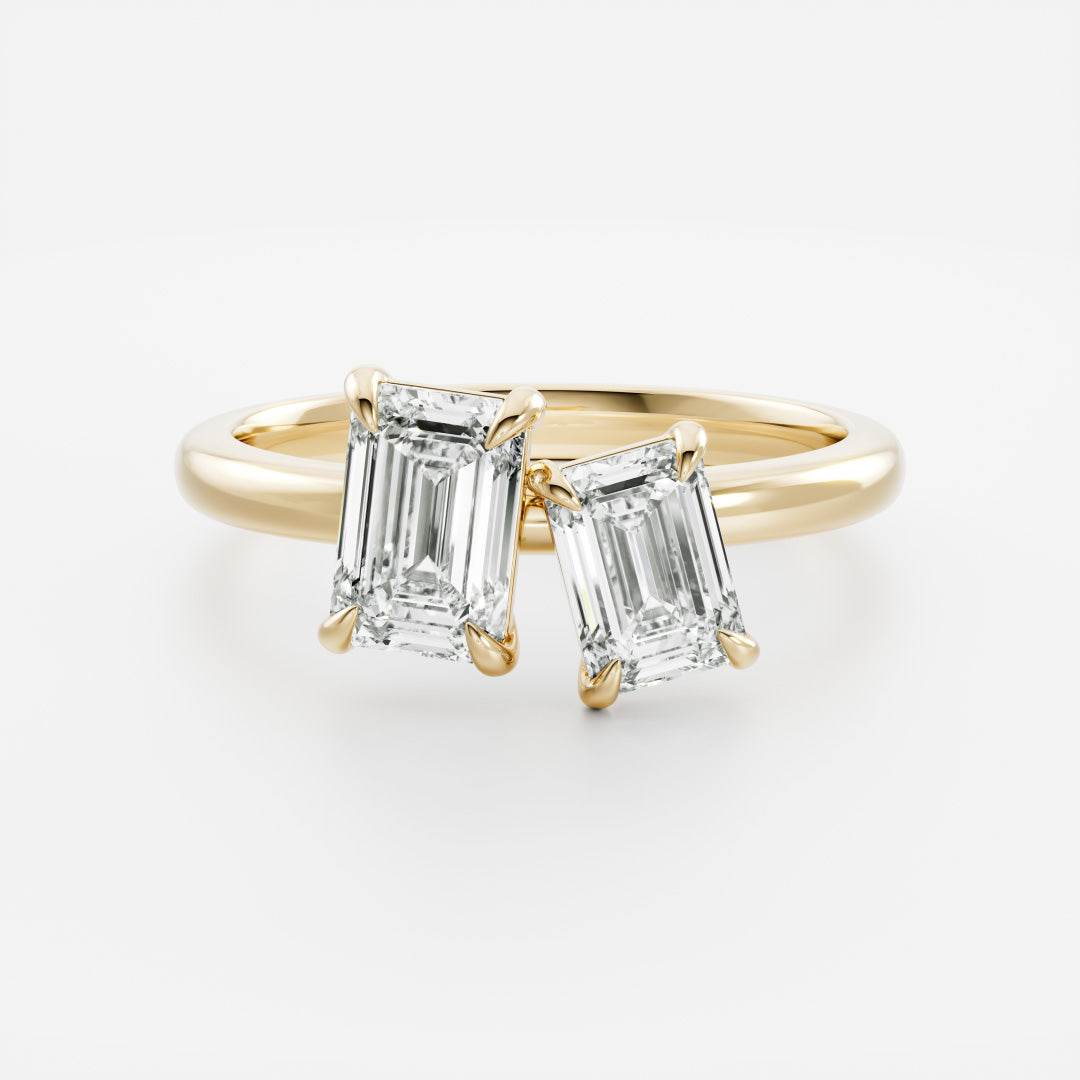 The Audrey Ring - Emerald Toi et Moi