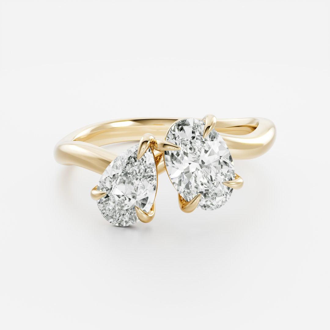 The Nadine Ring - Pear and Oval Organic Curved Toi et Moi
