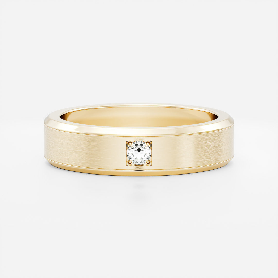 The Adonis Ring - Round Brilliant Inlay Brushed Men's Ceremonial Band