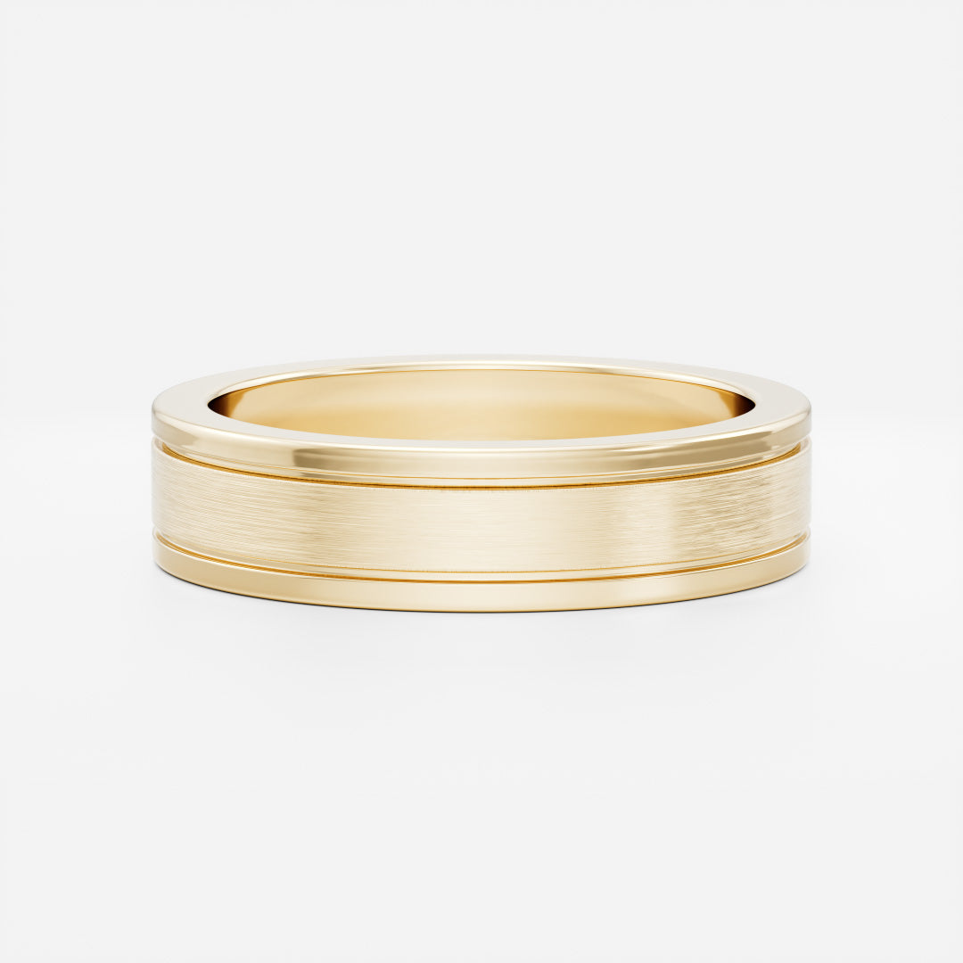 The Hugo Ring - Brushed Dual Grooved Men's Ceremonial Band