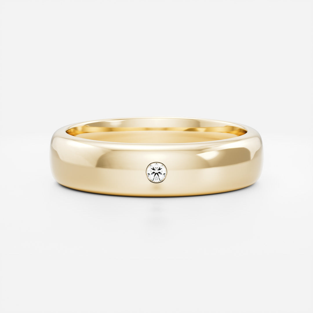 The Alexander Ring -  Round Brilliant Inlay Comfort Fit Men's Ceremonial Band