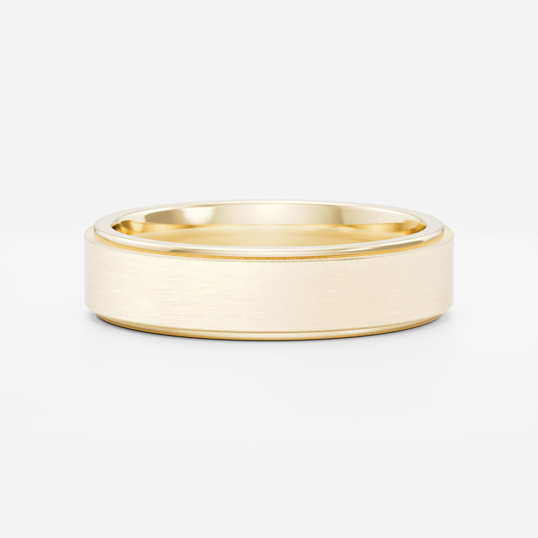 Brushed Metal Flat Beveled Edge Men's Wedding Band - TMC Fine