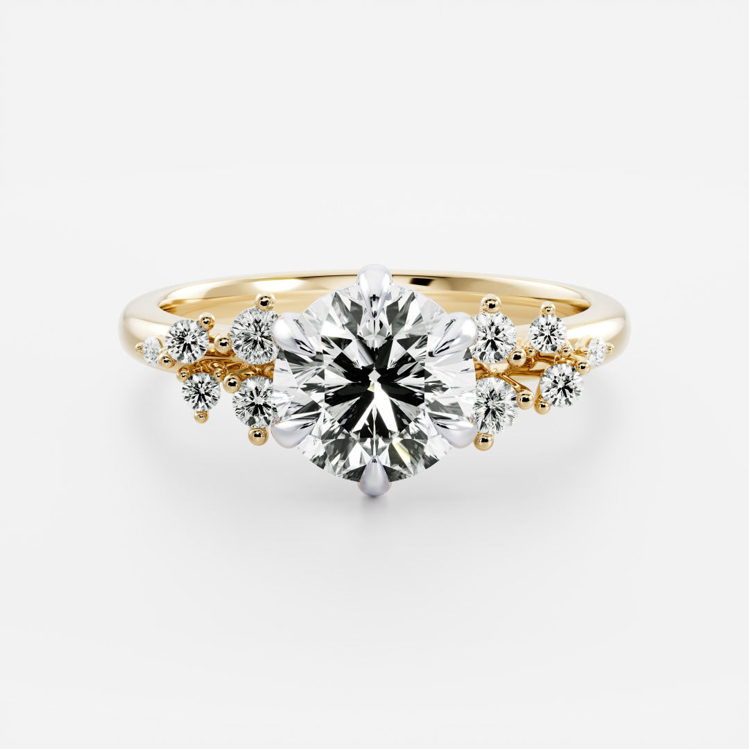 The Aurora Ring - Round with Round Brilliant Accents