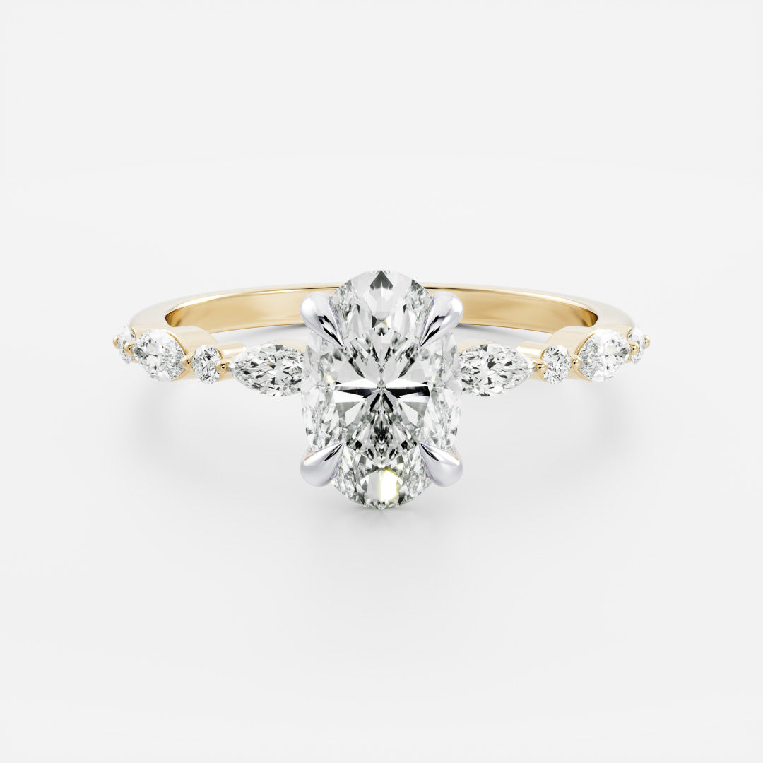 The Avery Ring - Oval With Marquise and Round Brilliant Band