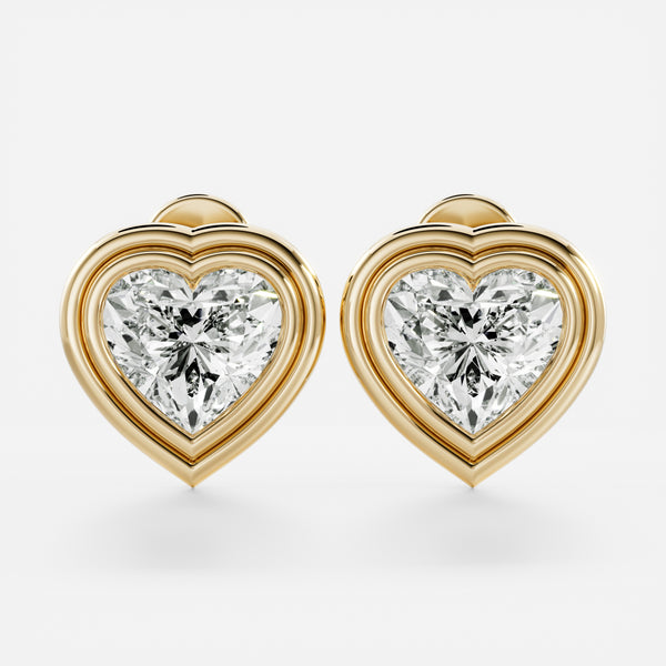 The Adira Earrings - Heart Double Bezel Studs