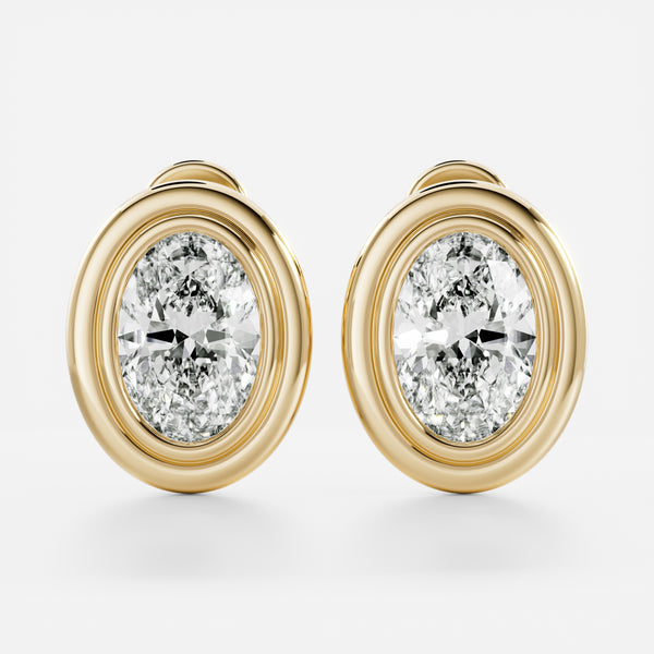 The Adira Earrings - Oval Double Bezel Studs