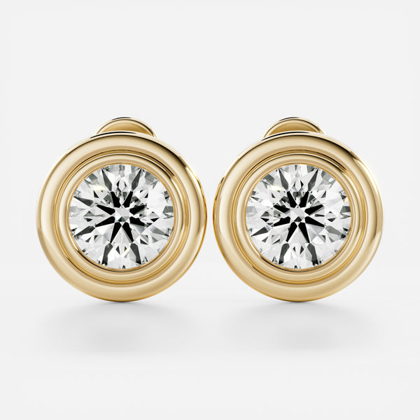 The Adira Earrings - Round Double Bezel Studs