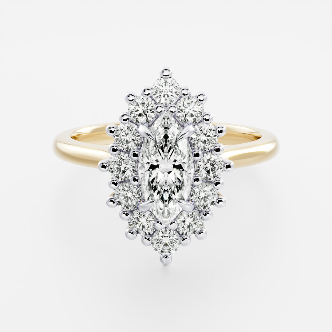 The Eloise Ring - Marquise Antique Halo