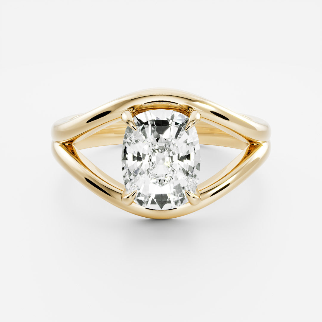 The Elise Ring - Split Shank Elongated Cushion Solitaire