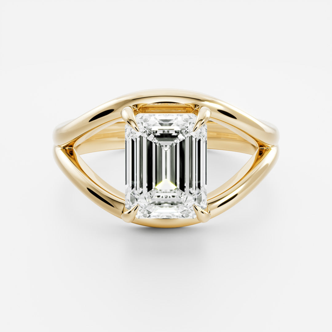 The Elise Ring - Split Shank Emerald Solitaire