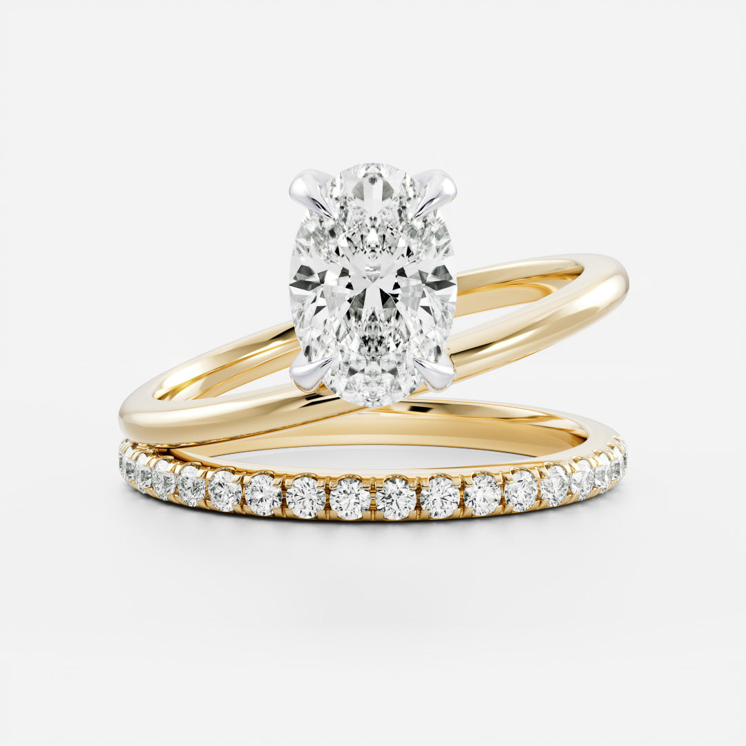 The Emerie Ring - Oval Double Band Solitaire
