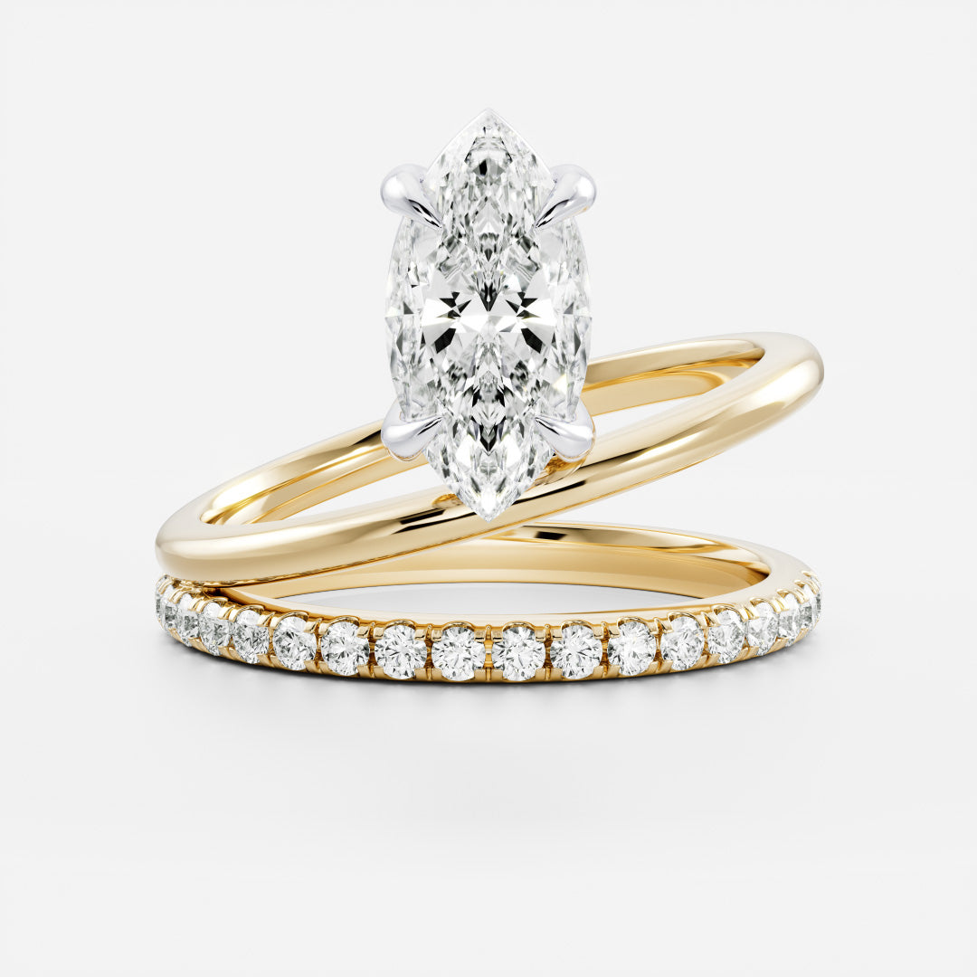 The Emerie Ring - Marquise Double Band Solitaire