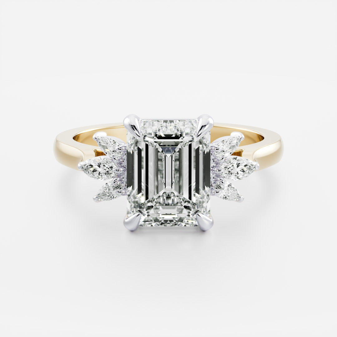 The Juniper Ring - Ornate Emerald With Accent Stones