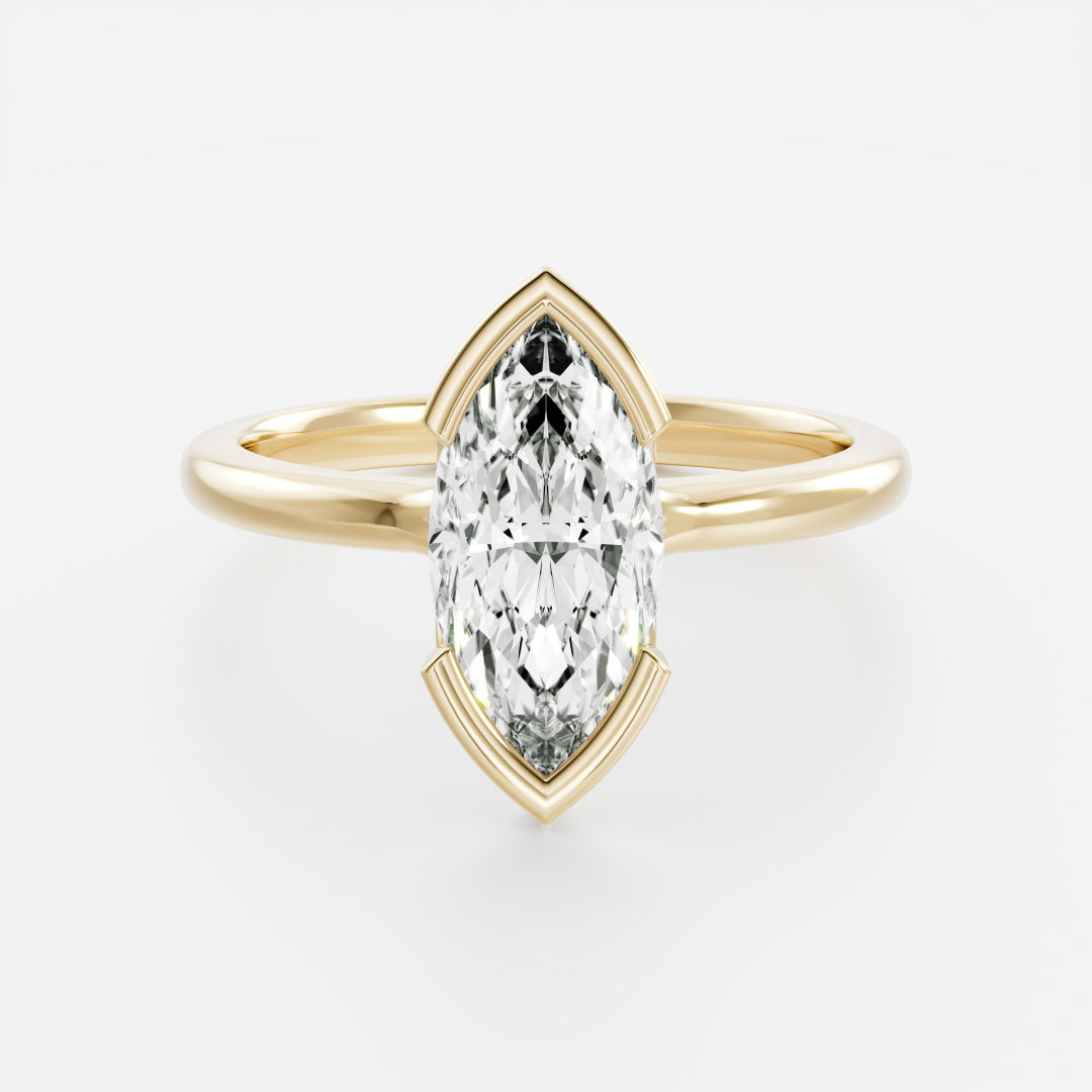 The Arie Ring - Marquise Half Bezel Solitaire