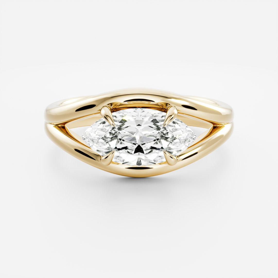 The Aleasa Ring - Split Shank East-West Marquise Solitaire