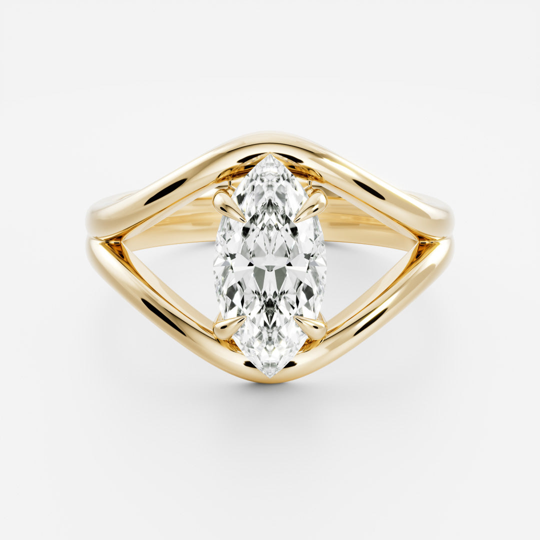 The Elise Ring - Split Shank Marquise Solitaire