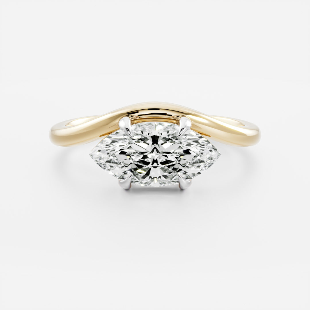 The Maya Ring - Marquise Curved Solitaire