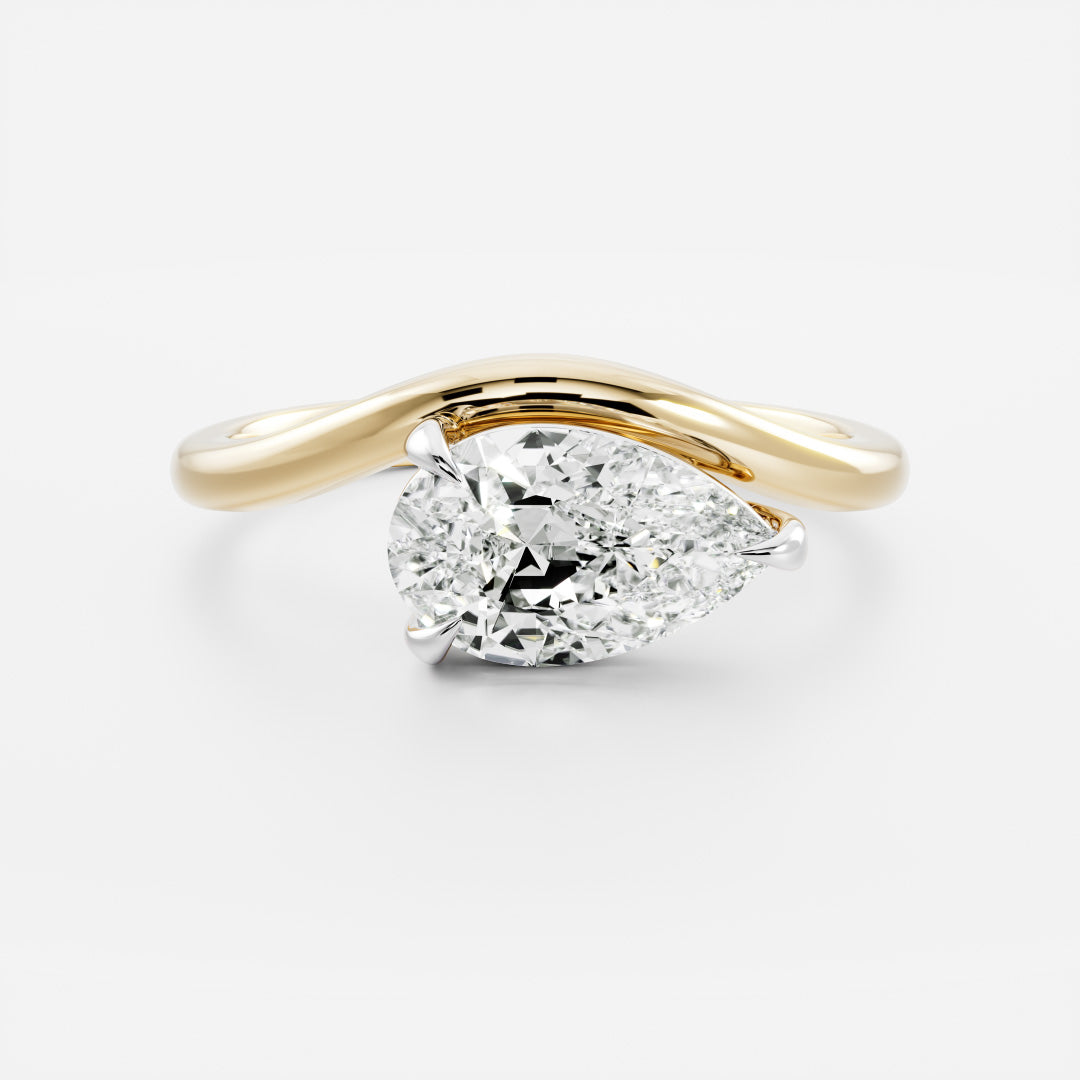 The Maya Ring - Pear Curved Solitaire
