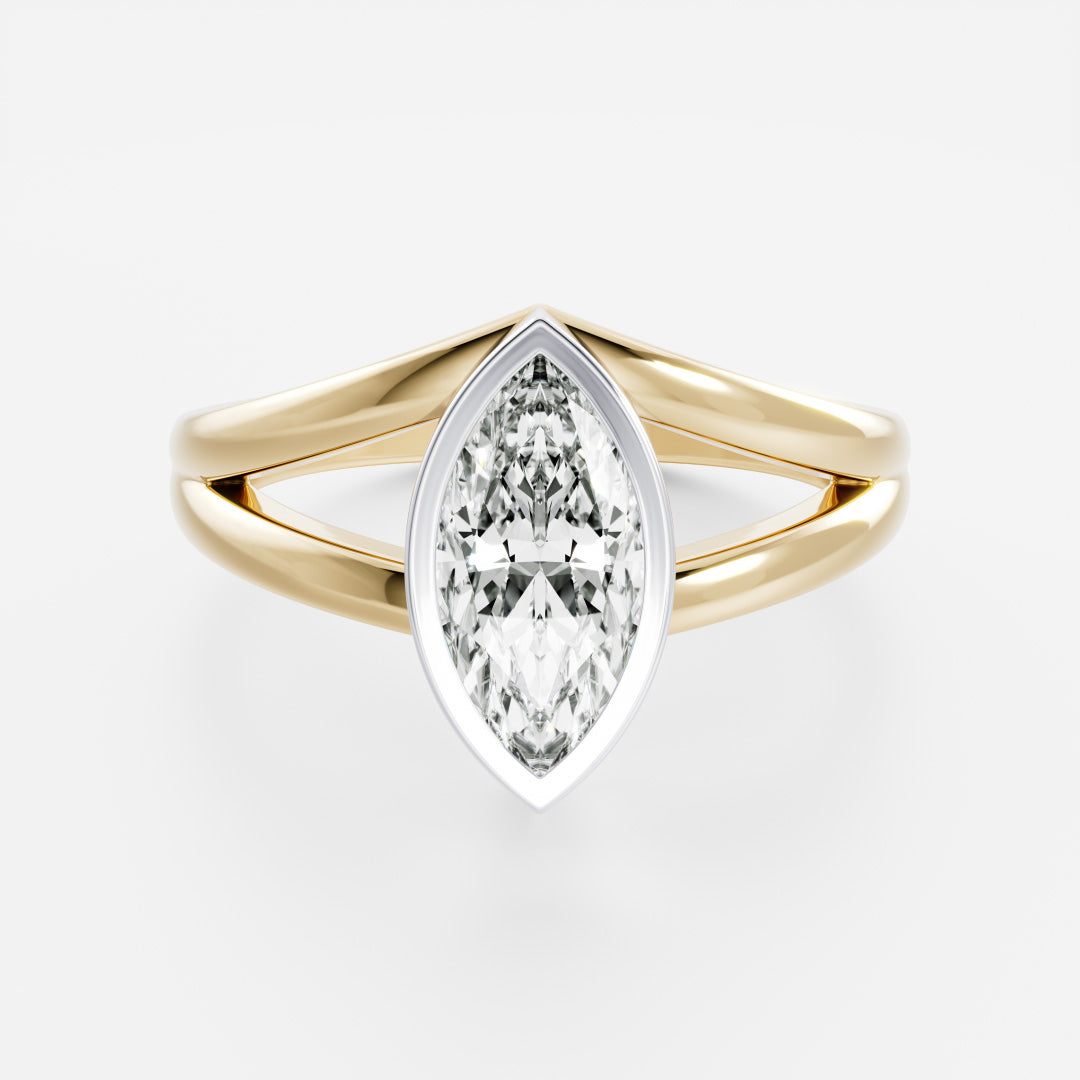 The Jean Ring - Marquise Bezel Split Band Solitaire