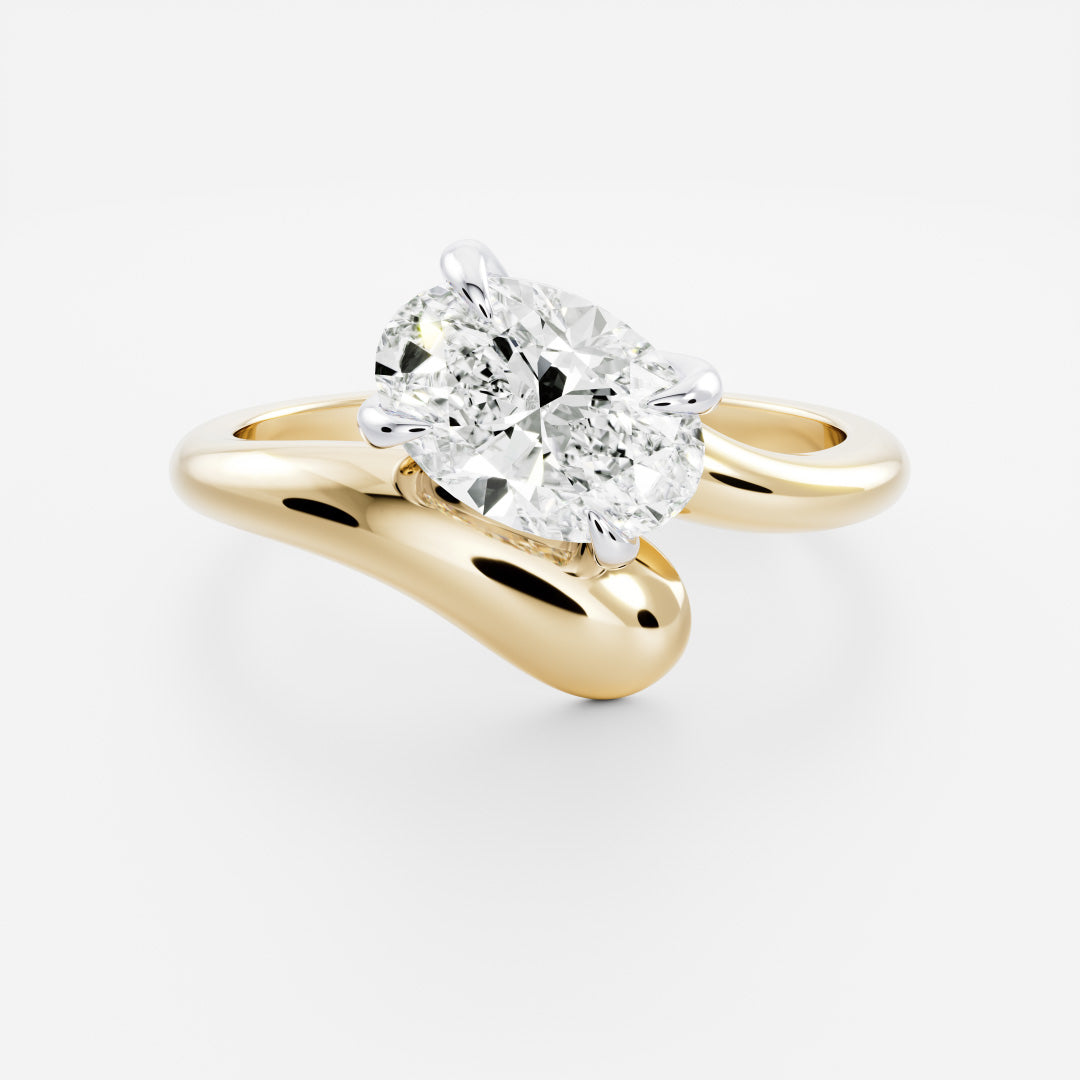 The Sarina Ring - Floating Oval Solitaire with Twisted Band