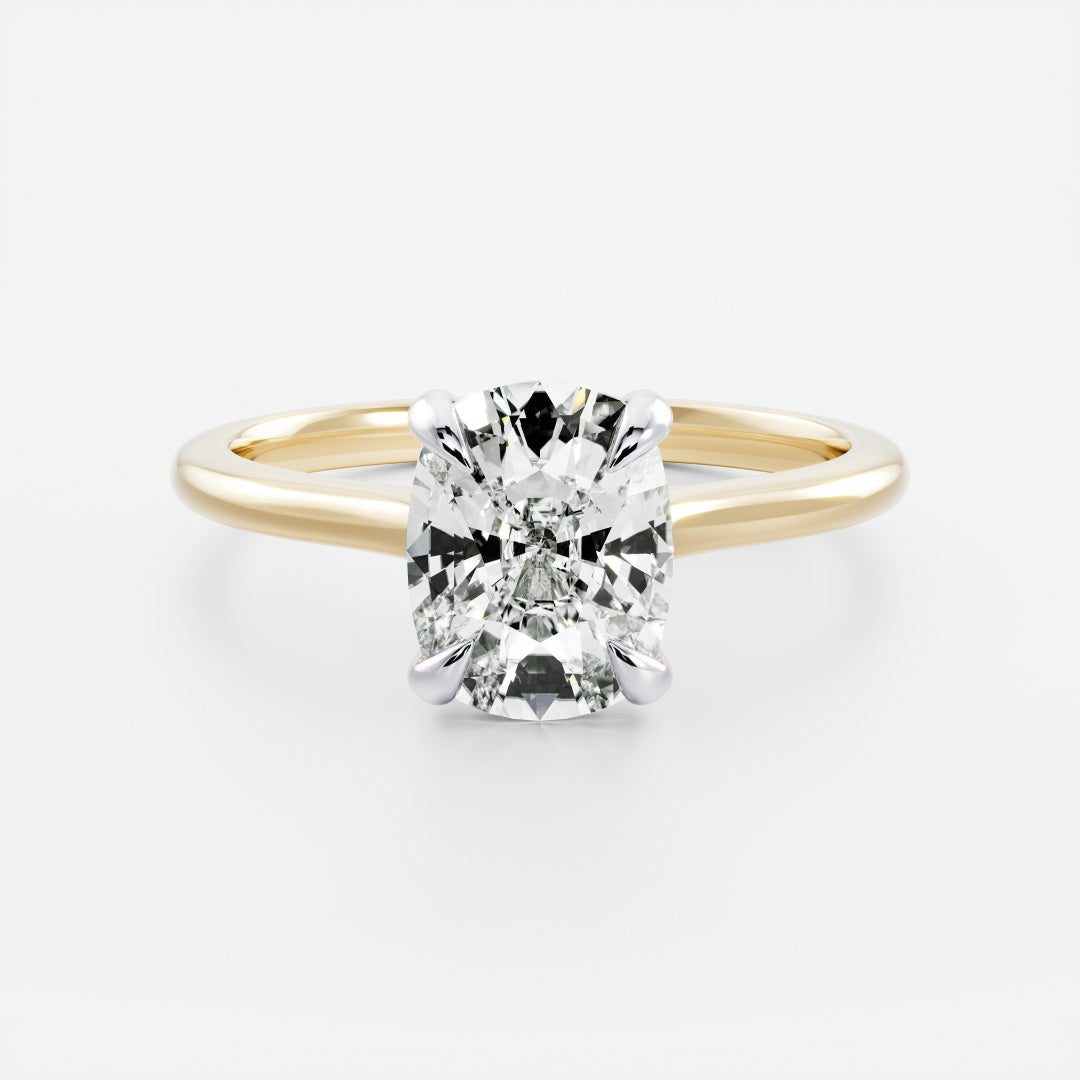 The Ophelia Ring - Elongated Cushion Cathedral Solitaire