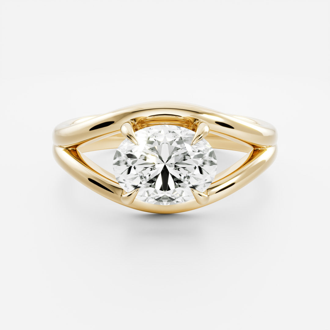 The Aleasa Ring - Split Shank East-West Oval Solitaire