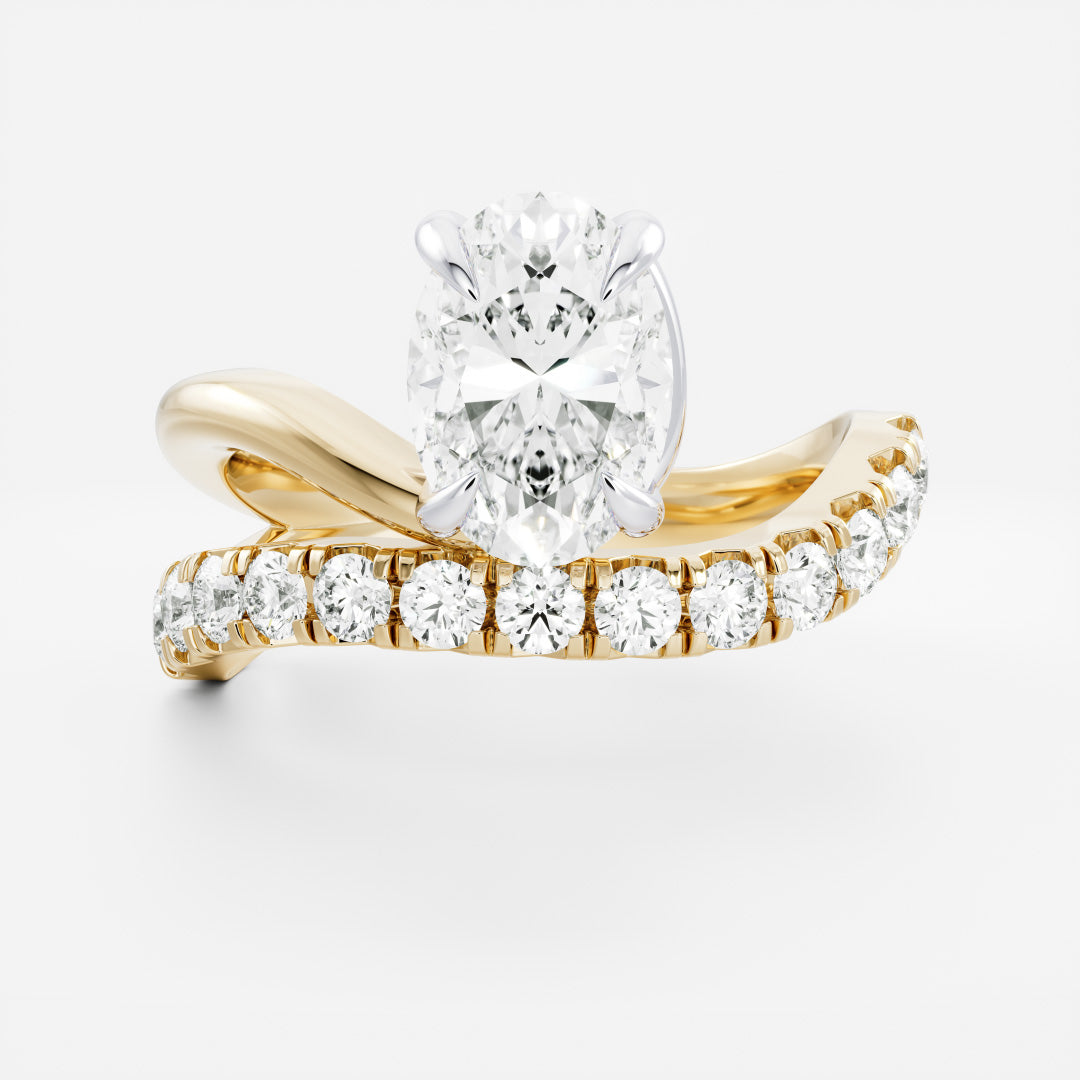 The Elijah Ring - Floating Oval Solitaire with Pavé Band