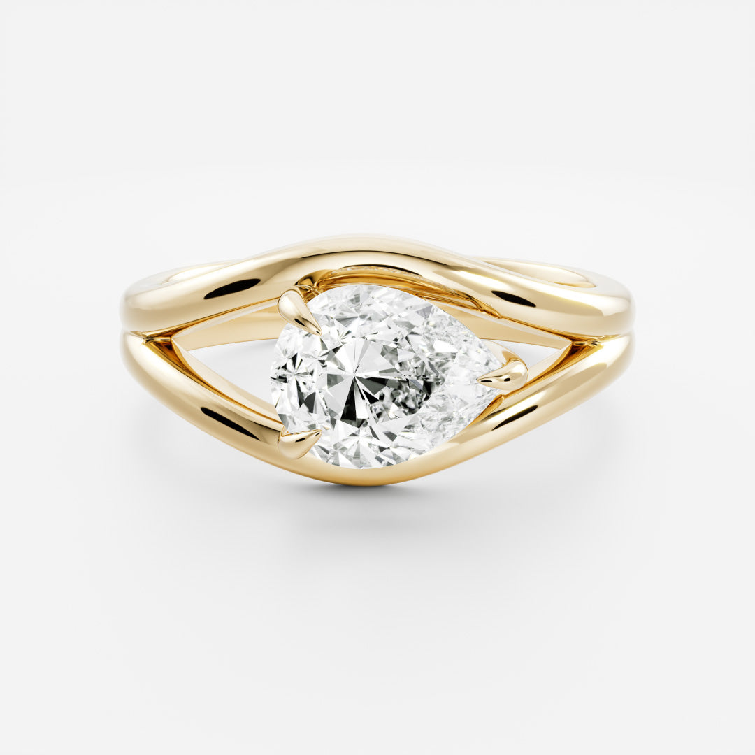 The Aleasa Ring - Split Shank East-West Pear Solitaire