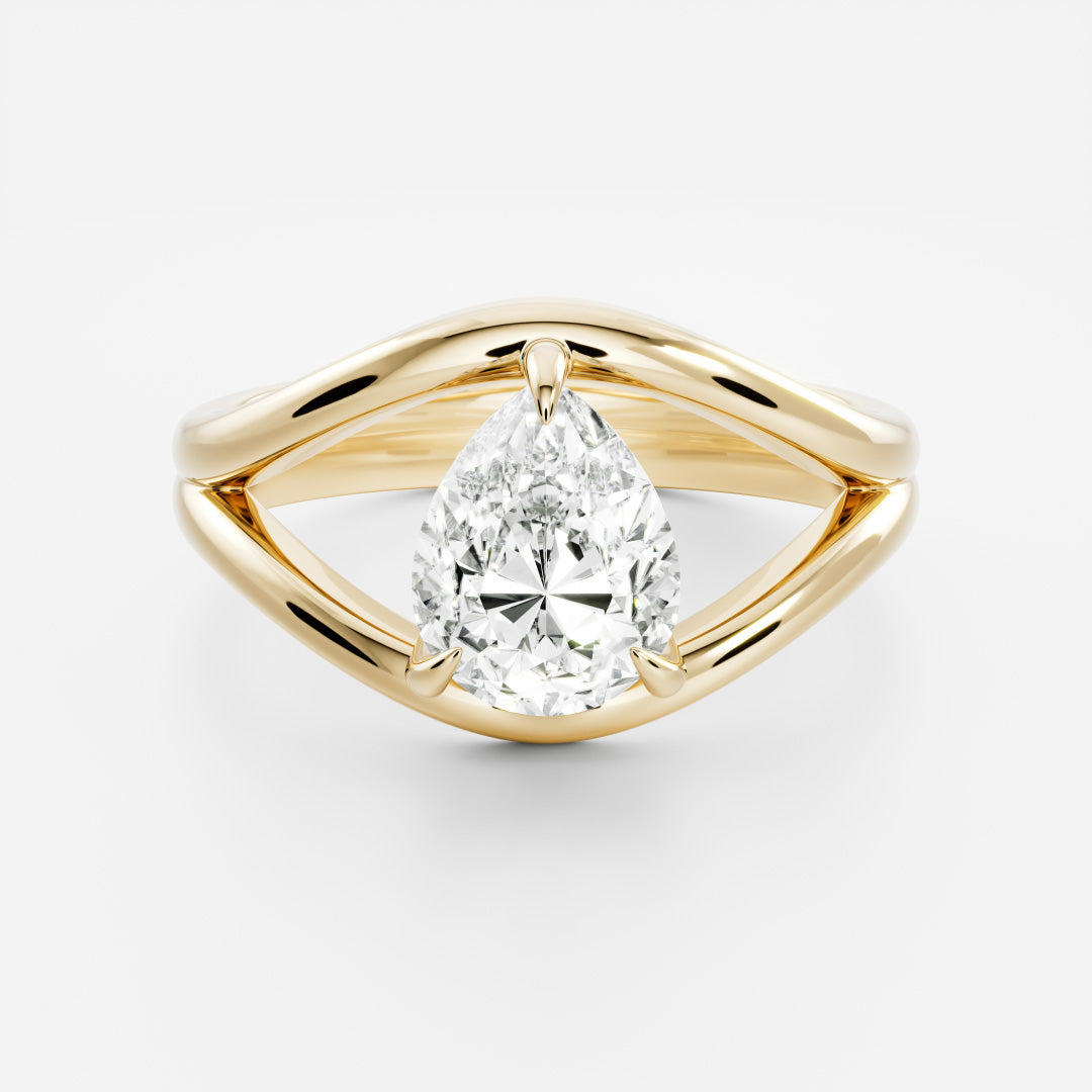 The Elise Ring - Split Shank Pear Solitaire