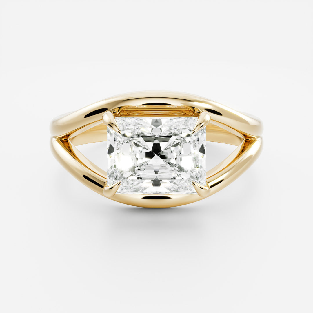 The Aleasa Ring - Split Shank East-West Radiant Solitaire