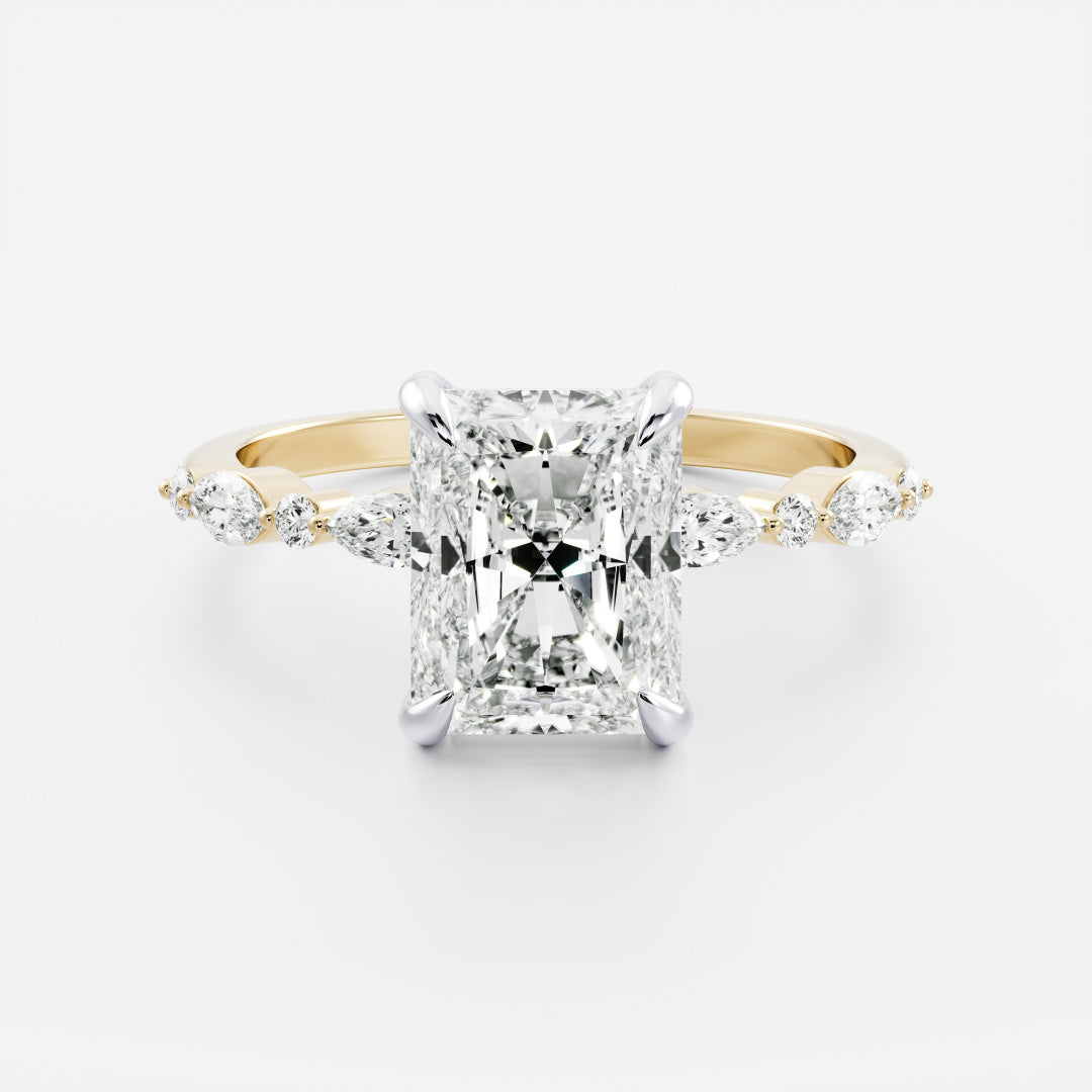 The Celeste Ring - Radiant With Marquise and Round Brilliant Band
