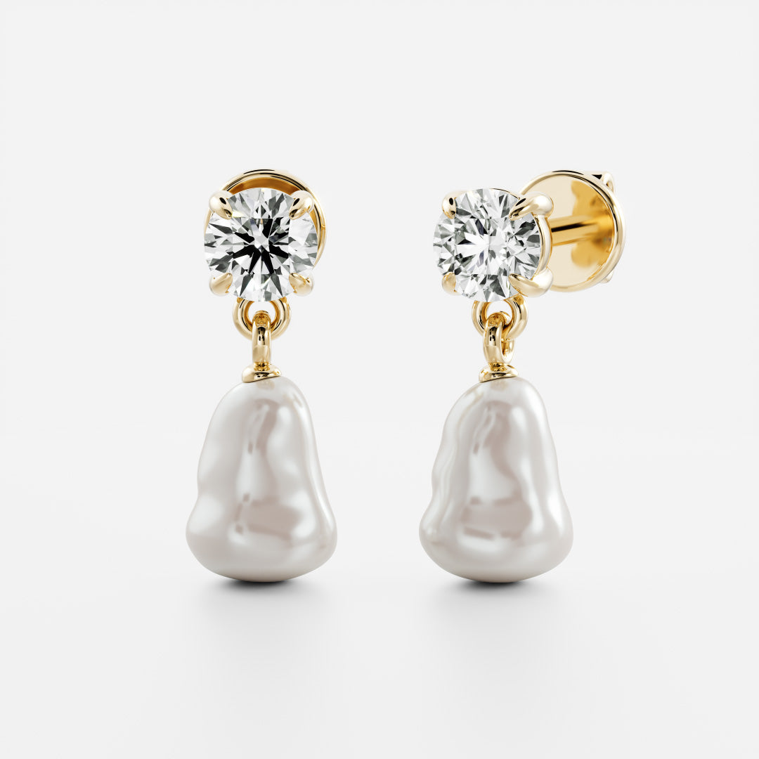 The Angelina Earrings - Keshi Pearl Round Drop Earrings