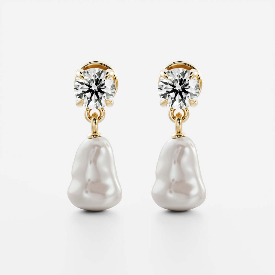 The Angelina Earrings - Keshi Pearl Round Drop Earrings
