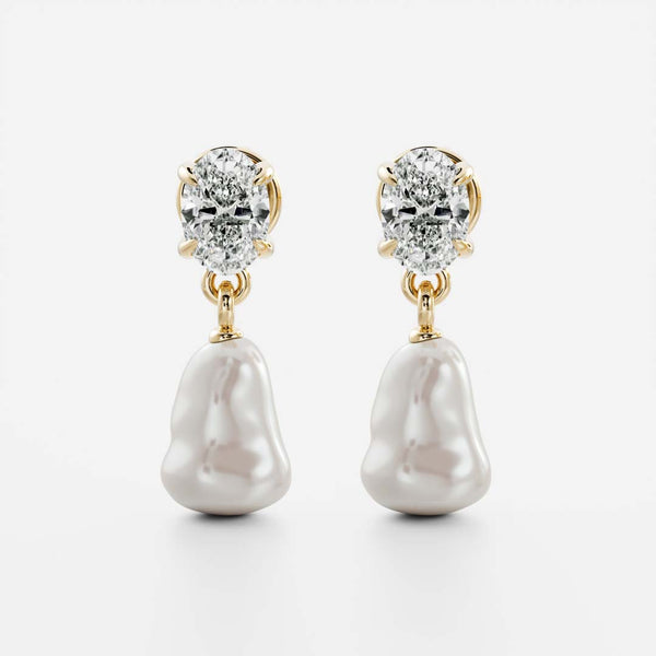 The Angelina Earrings - Keshi Pearl Oval Drop Earrings