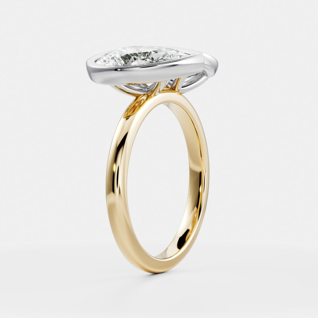 The Anaïs Ring - Elongated Cushion and Pear Bezel Toi et Moi