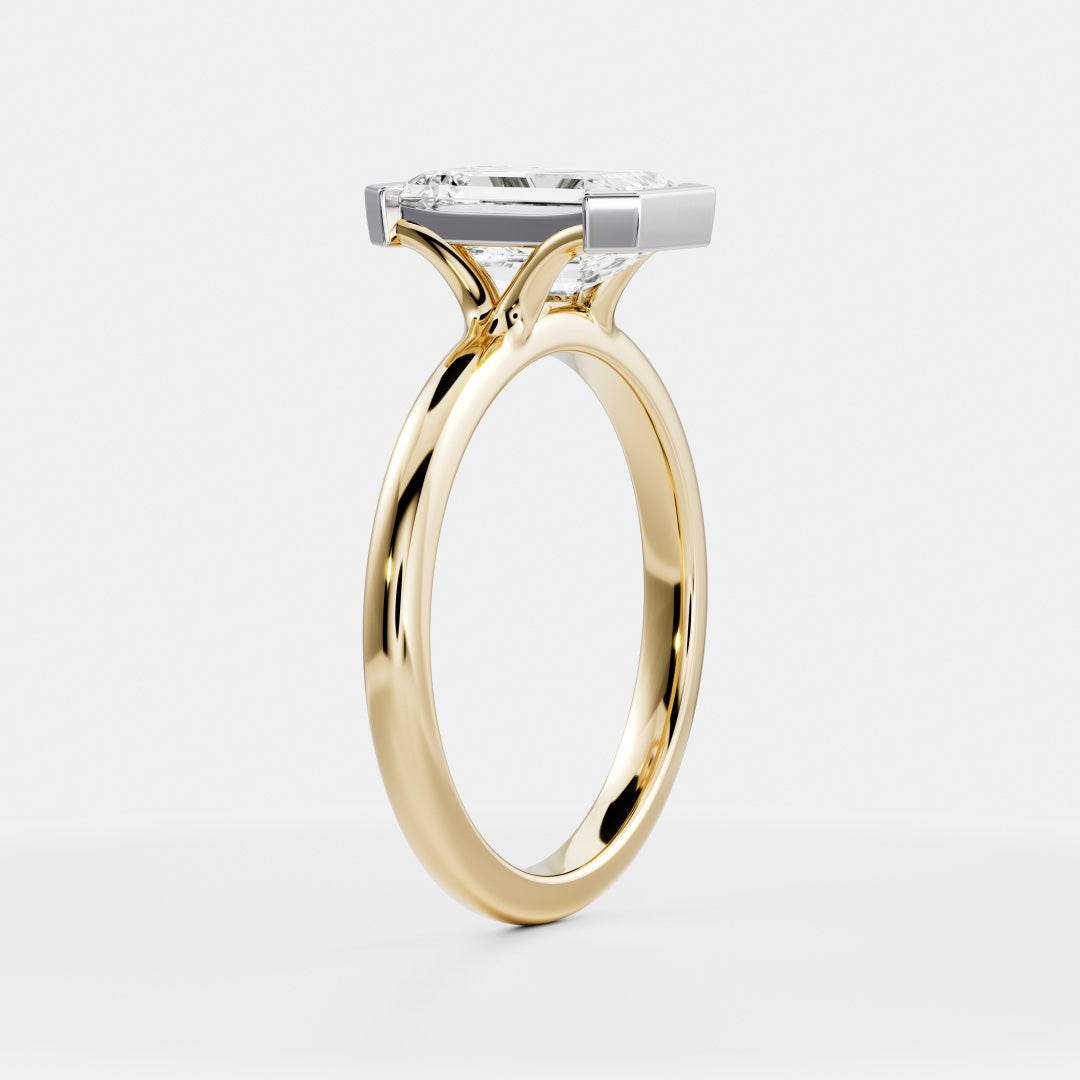 The Audrey Ring - Emerald Half Bezel Solitaire