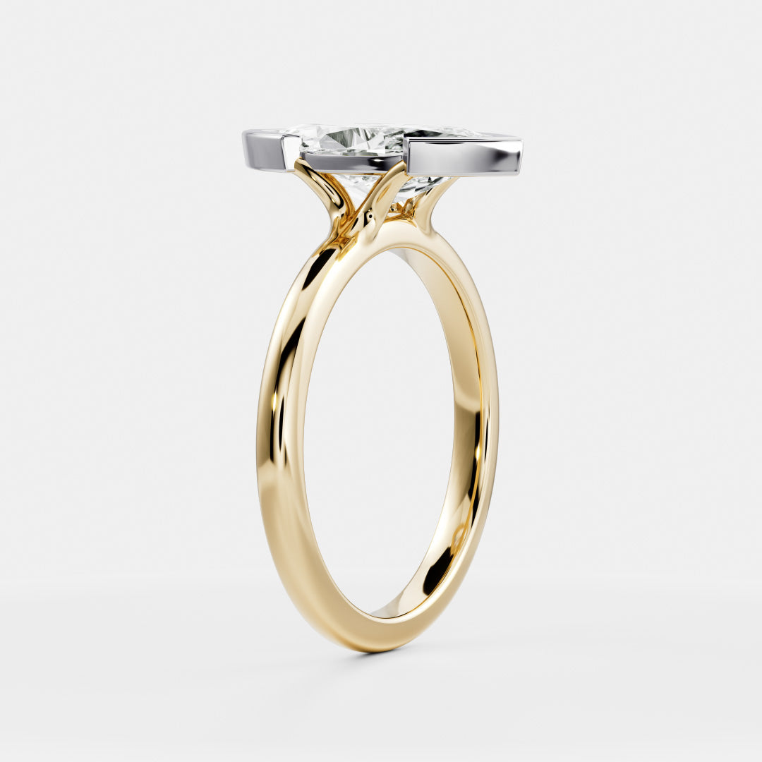 The Arie Ring - Marquise Half Bezel Solitaire