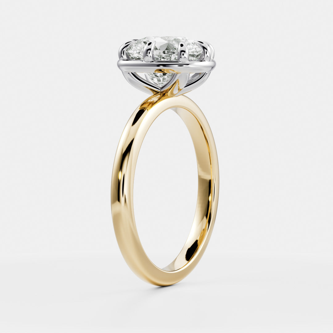 The Ophelia Ring - Elongated Cushion Georgian Solitaire
