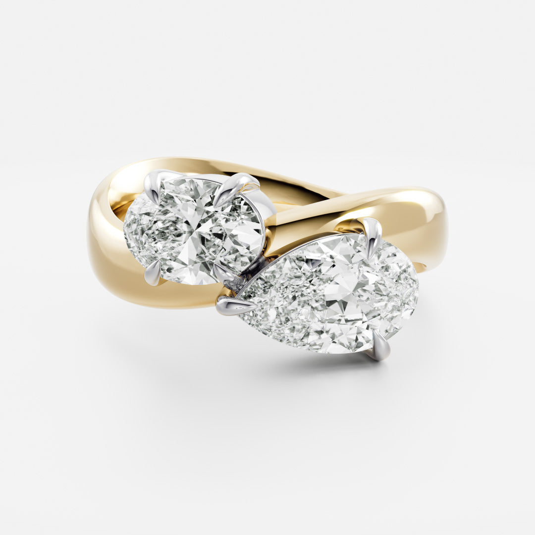 The Maëlys Ring - Oval and Pear Contoured Toi et Moi